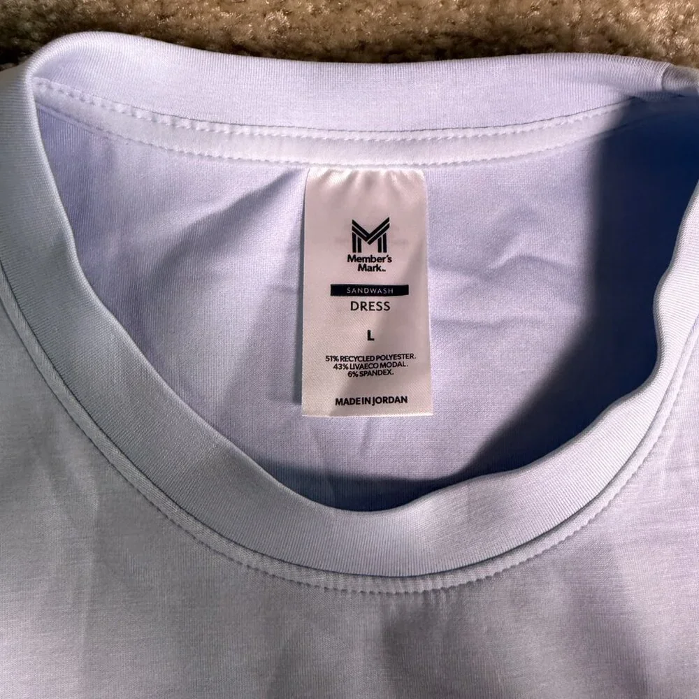 Members Mark Womens Sandwash Short Sleeve Mini Dress Light Blue Size L E992 - Picture 6 of 10